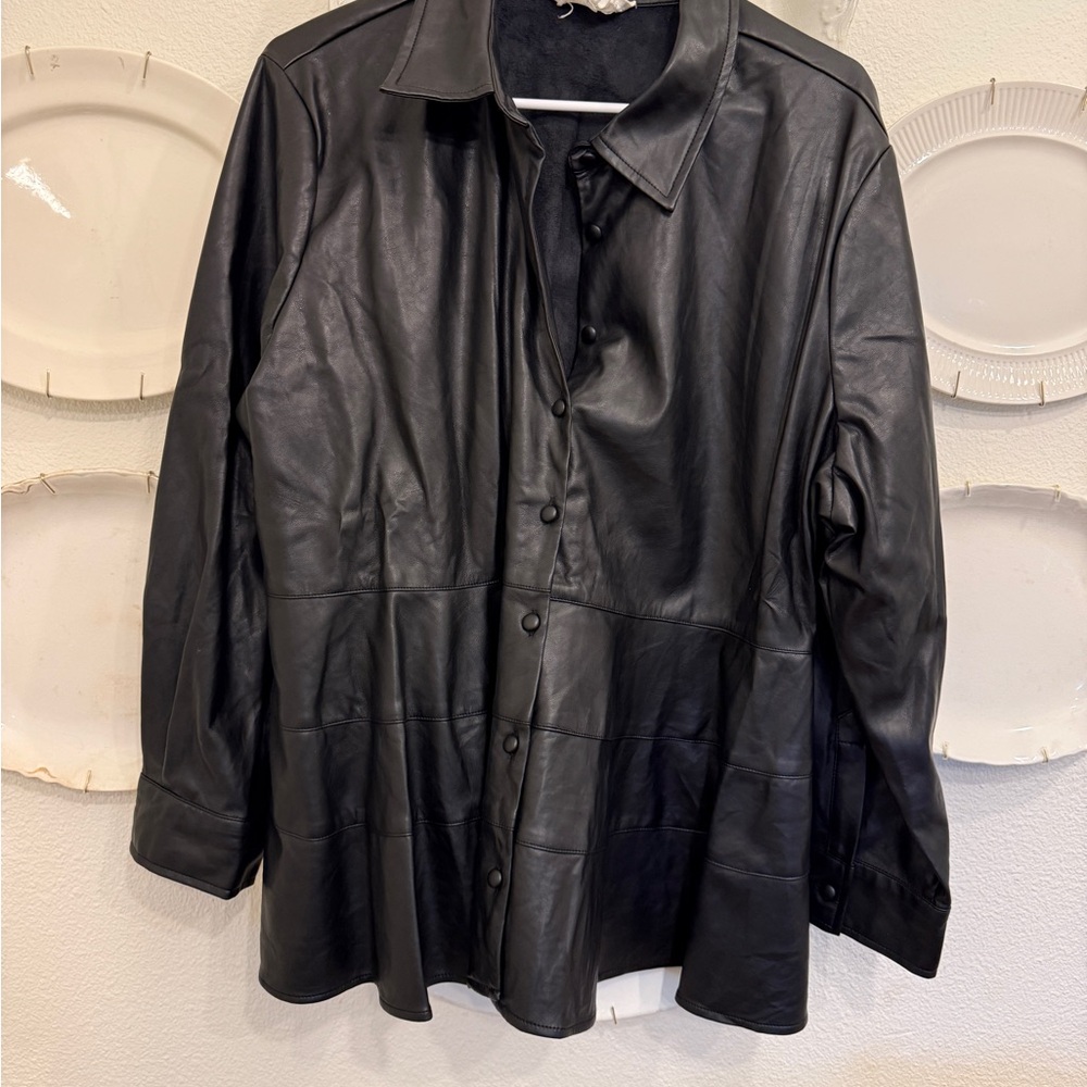 Tuckernuck Black Leather Ashlen Blouse